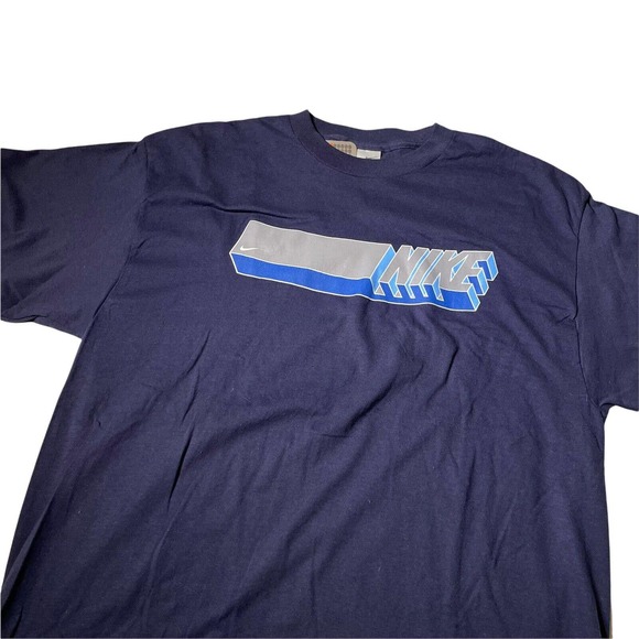 Vintage Y2K Nike‎ Block Letters Tshirt Gray Tag USA Made Mens Large Blue - Picture 2 of 6